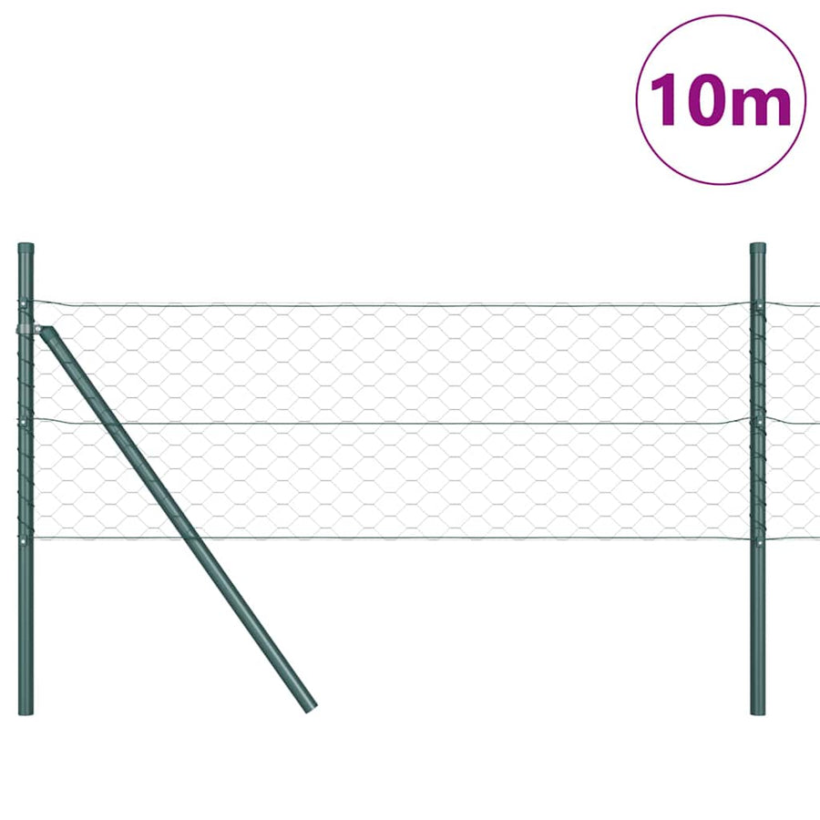 Afrasteringspaal Groen 10 x 0,8 m (50 mm gaas) Staal en PVC