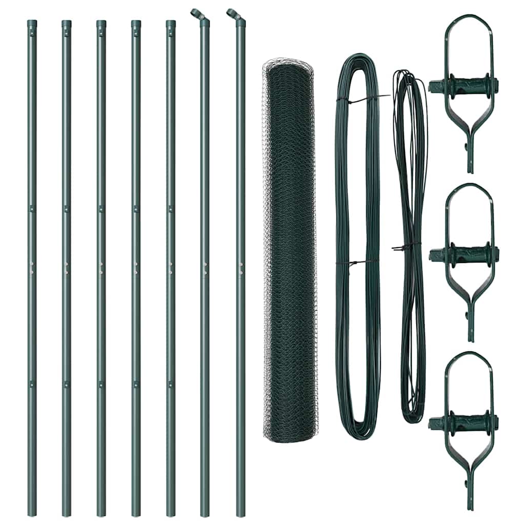 Afrasteringspaal Groen 10 x 1 m (13 mm gaas) Staal en PVC