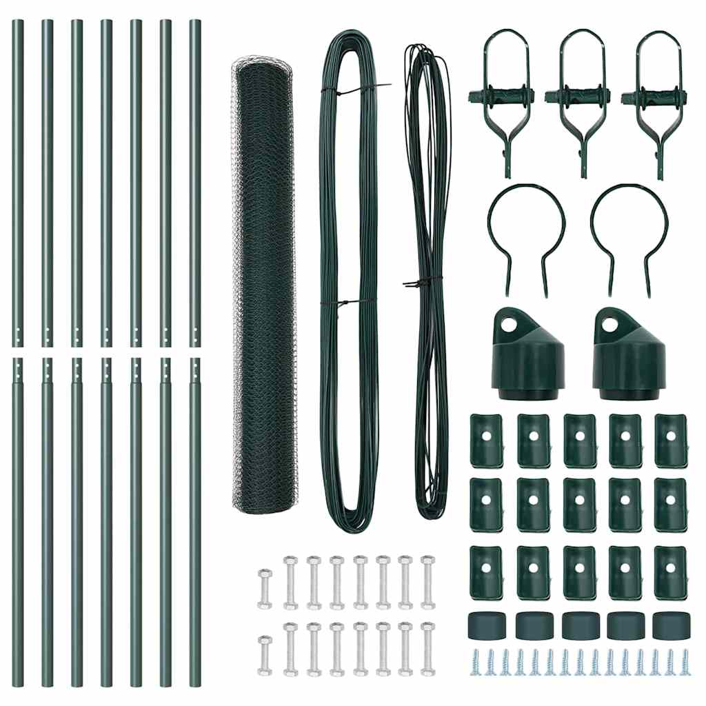 Afrasteringspaal Groen 10 x 1 m (13 mm gaas) Staal en PVC