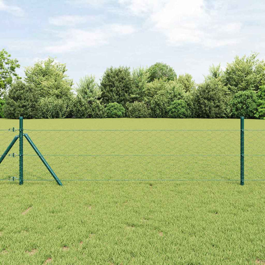 Afrasteringspaal Groen 10 x 1 m (50 mm gaas) Staal en PVC