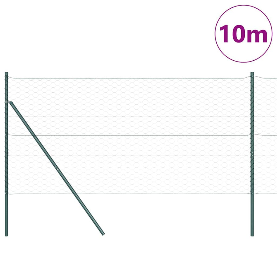 Afrasteringspaal Groen 10 x 1 m (50 mm gaas) Staal en PVC