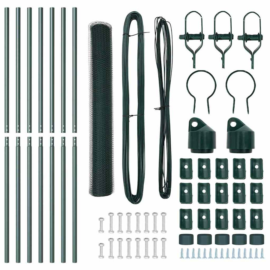 Afrasteringspaal Groen 10 x 1,2 m (13 mm gaas) Staal en PVC