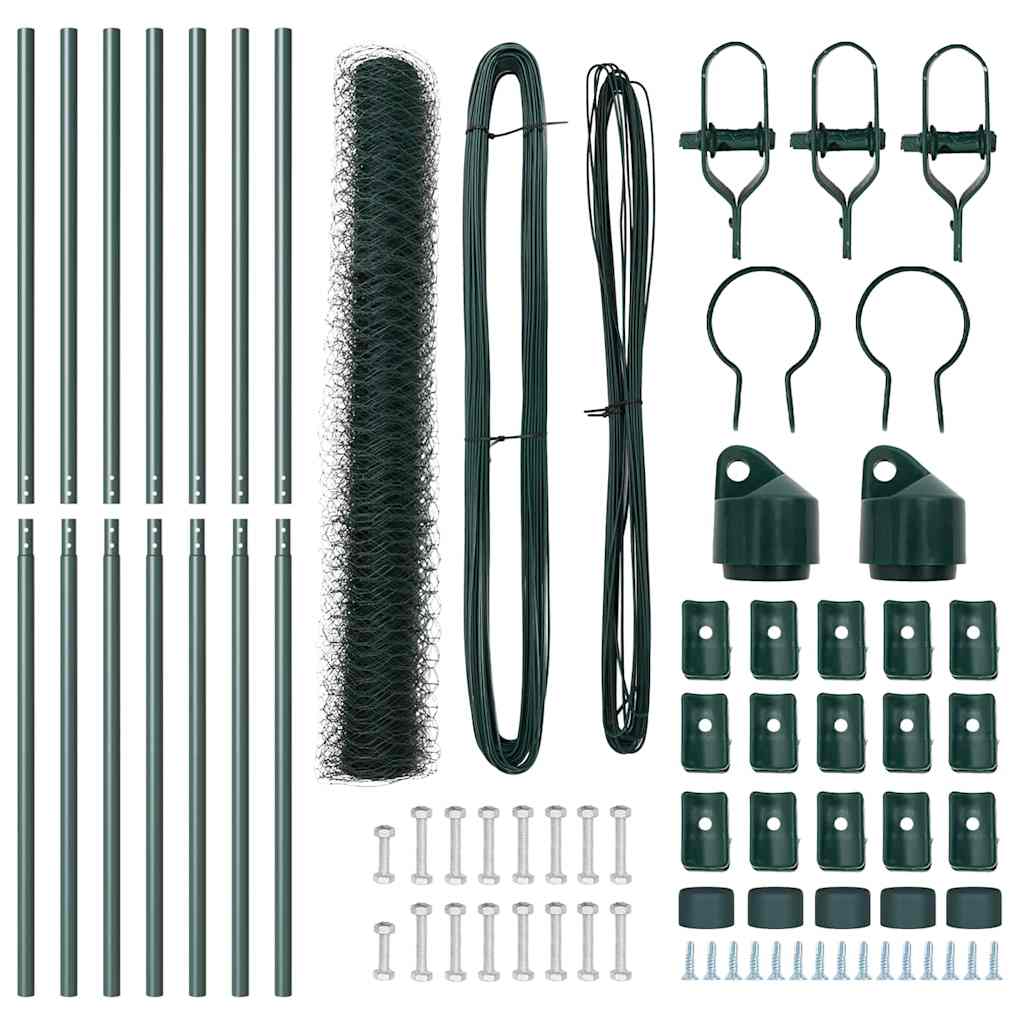 Afrasteringspaal Groen 10 x 1,2 m (50 mm gaas) Staal en PVC