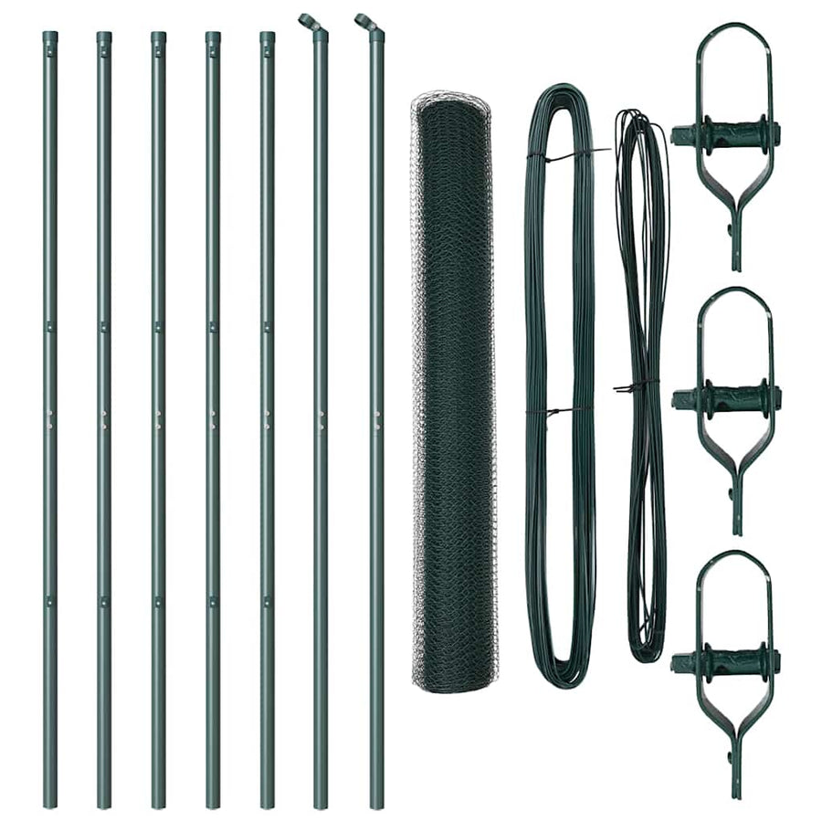 Afrasteringspaal Groen 10 x 1,4 m (25 mm gaas) Staal en PVC