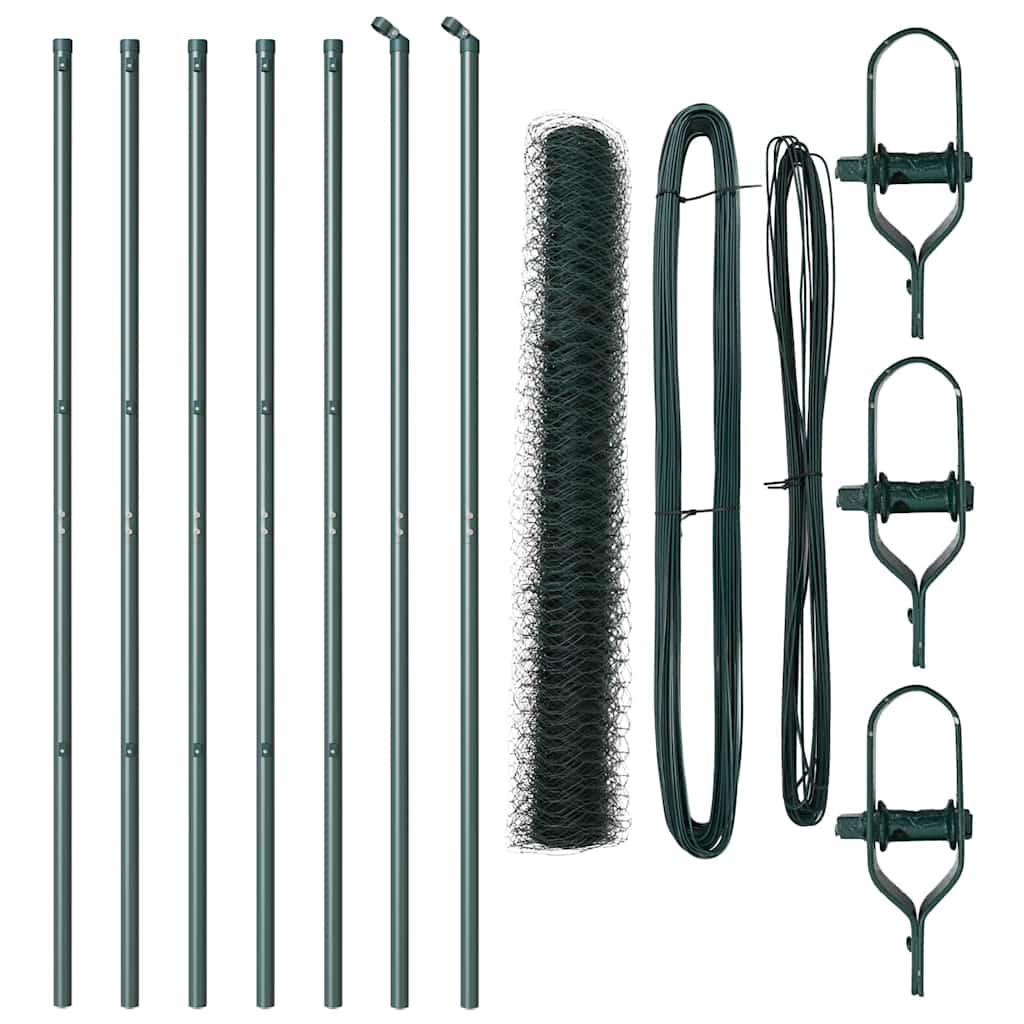 Afrasteringspaal Groen 10 x 1,4 m (36 mm gaas) Staal en PVC