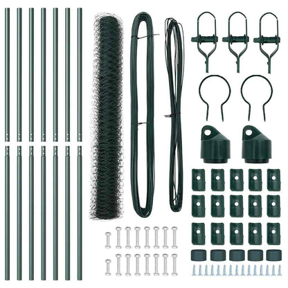 Afrasteringspaal Groen 10 x 1,4 m (50 mm gaas) Staal en PVC