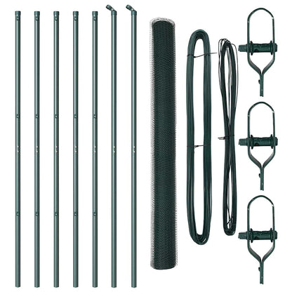 Afrasteringspaal Groen 10 x 1,5 m (13 mm gaas) Staal en PVC
