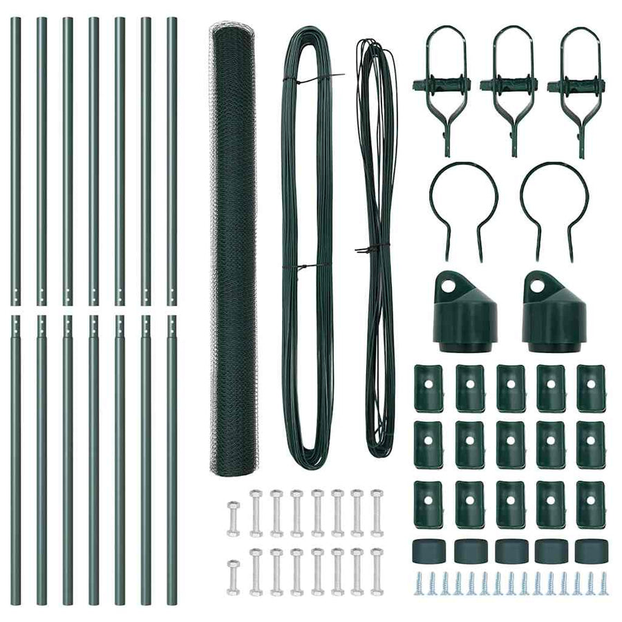 Afrasteringspaal Groen 10 x 1,5 m (13 mm gaas) Staal en PVC