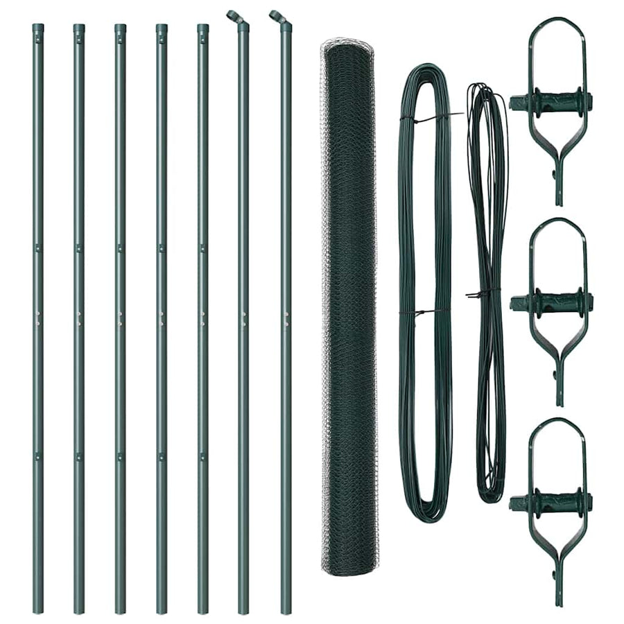 Afrasteringspaal Groen 10 x 1,5 m (25 mm gaas) Staal en PVC
