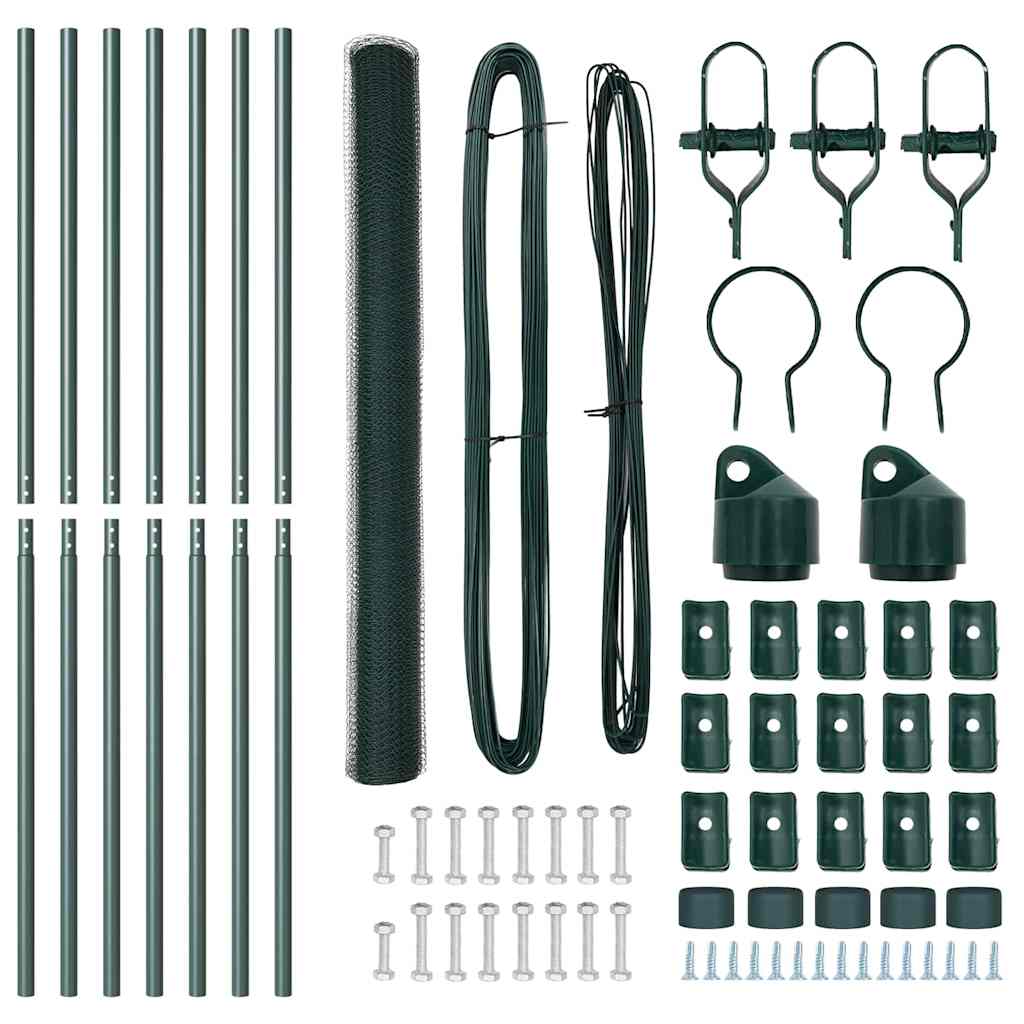 Afrasteringspaal Groen 10 x 1,5 m (25 mm gaas) Staal en PVC