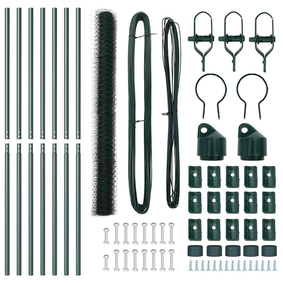 Afrasteringspaal Groen 10 x 1,5 m (36 mm gaas) Staal en PVC