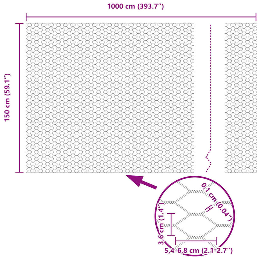 Afrasteringspaal Groen 10 x 1,5 m (36 mm gaas) Staal en PVC