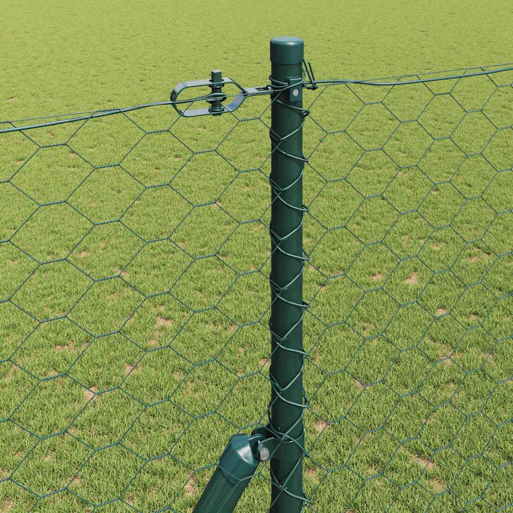 Afrasteringspaal Groen 10 x 1,5 m (50 mm gaas) Staal en PVC
