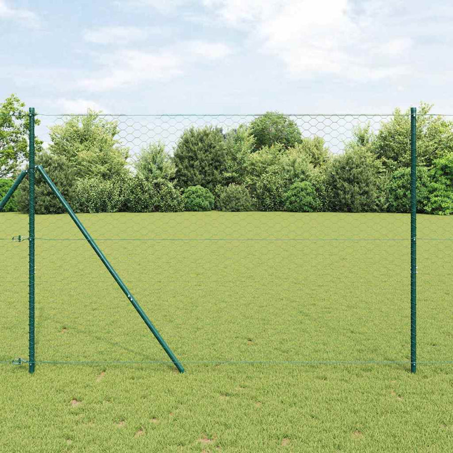 Afrasteringspaal Groen 10 x 1,5 m (50 mm gaas) Staal en PVC