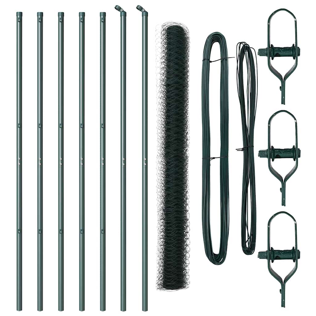 Afrasteringspaal Groen 10 x 1,6 m (50 mm gaas) Staal en PVC