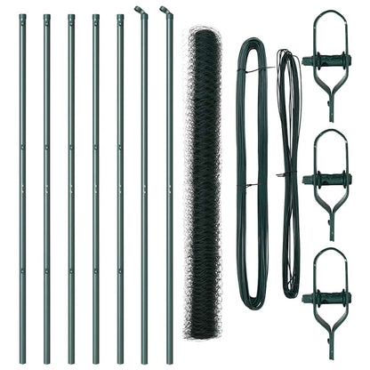 Afrasteringspaal Groen 10 x 1,6 m (50 mm gaas) Staal en PVC