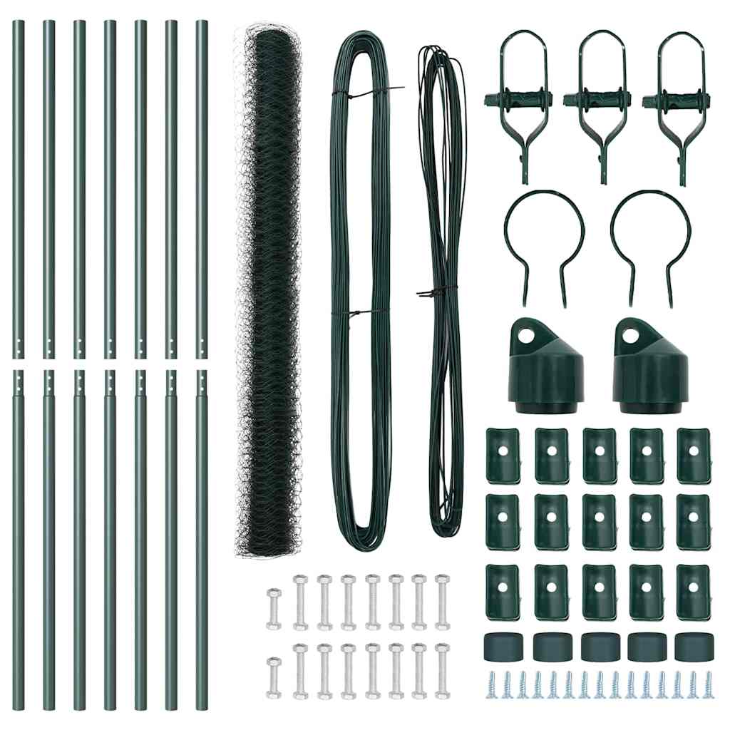 Afrasteringspaal Groen 10 x 1,6 m (50 mm gaas) Staal en PVC