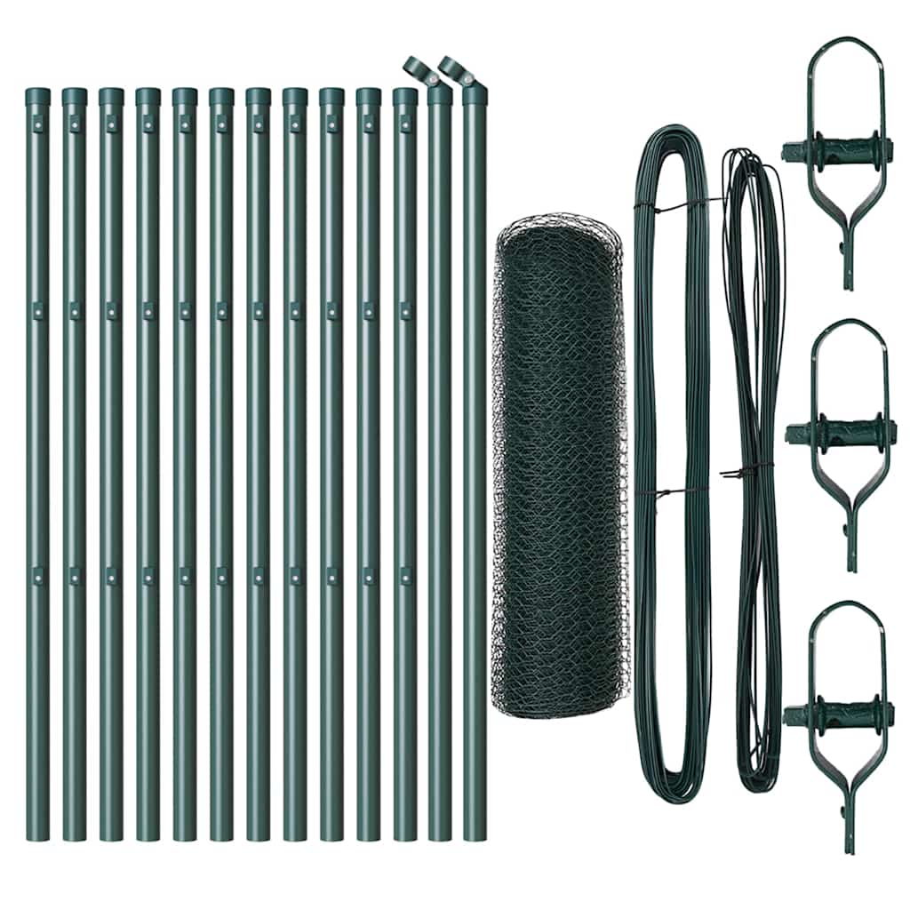 Afrasteringspaal Groen 25 x 0,4 m (13 mm gaas) Staal en PVC
