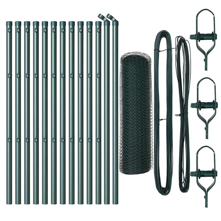 Afrasteringspaal Groen 25 x 0,4 m (13 mm gaas) Staal en PVC