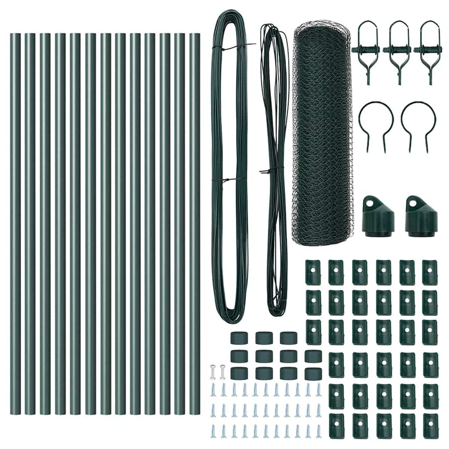 Afrasteringspaal Groen 25 x 0,4 m (13 mm gaas) Staal en PVC