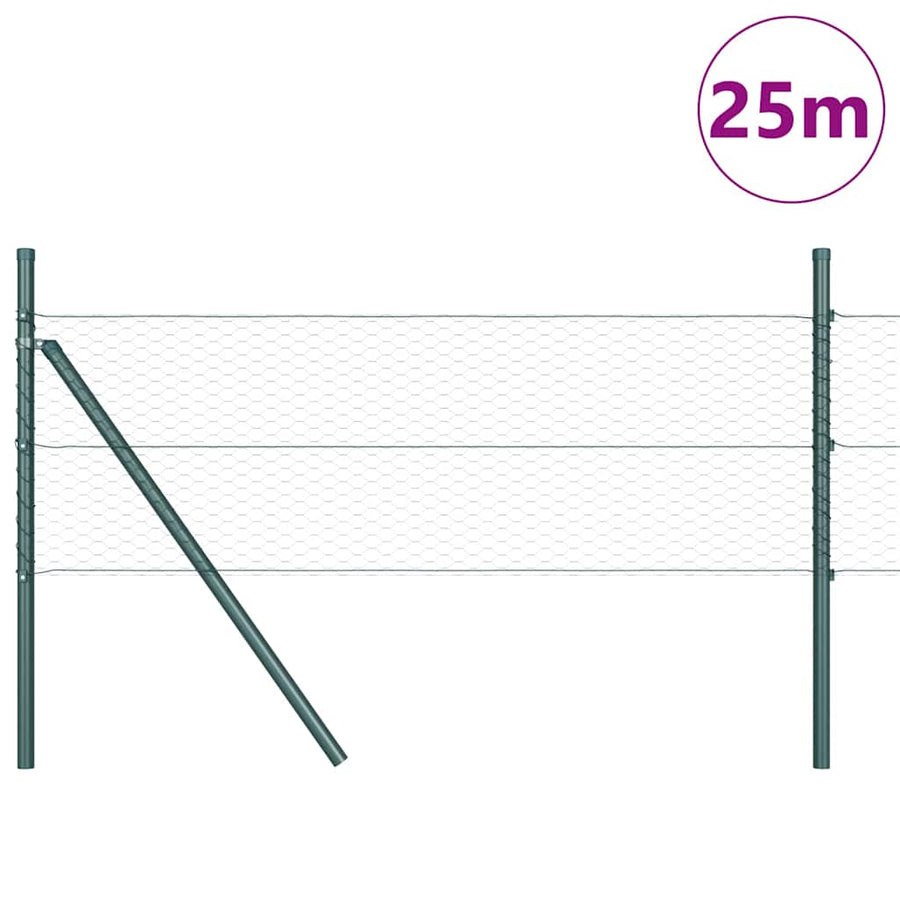 Afrasteringspaal Groen 25 x 0,4 m (25 mm gaas) Staal en PVC