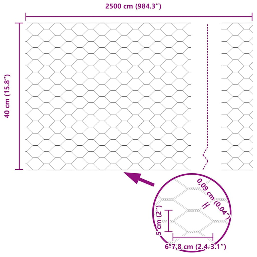 Afrasteringspaal Groen 25 x 0,4 m (50 mm gaas) Staal en PVC