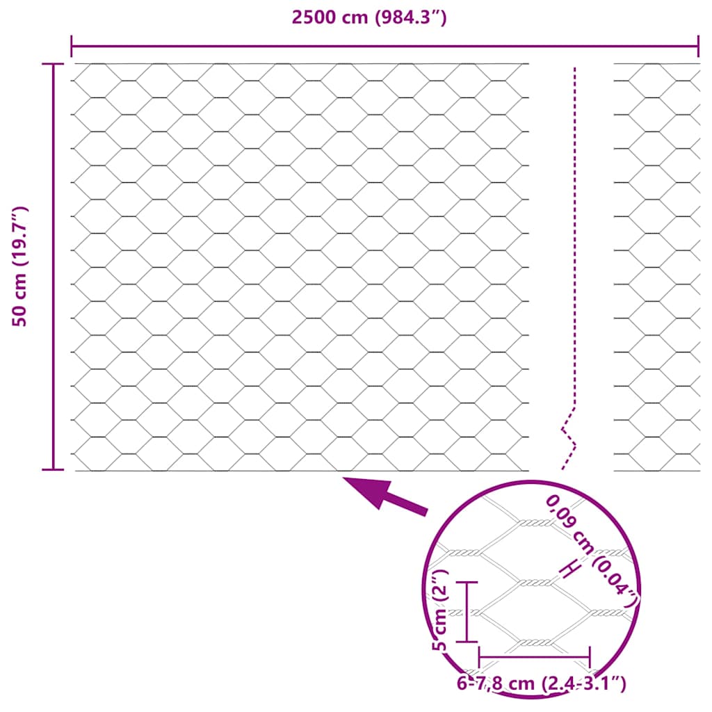 Hecke met palen Groen 0,5 x 25 m PVC-gecoat staal