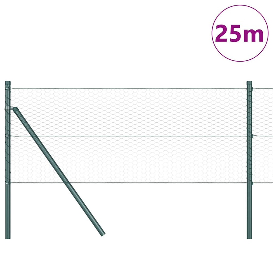 Afrasteringspaal Groen 25 x 0,6 m (25 mm gaas) Staal en PVC