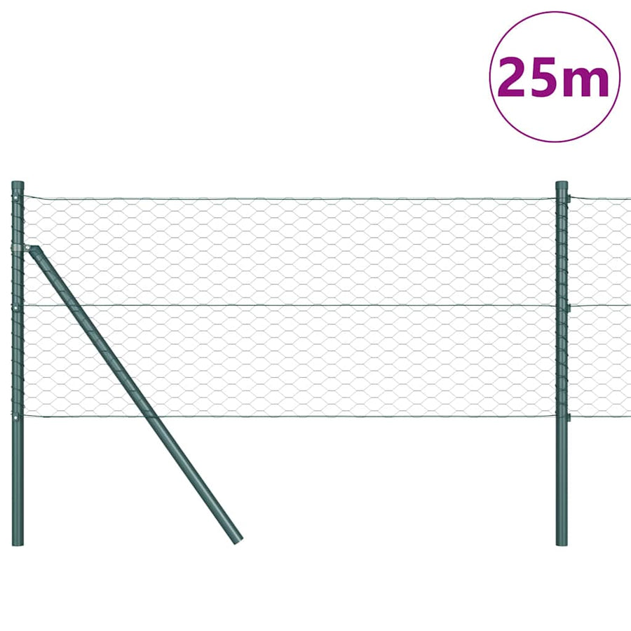 Afrasteringspaal Groen 25 x 0,6 m (36 mm gaas) Staal en PVC