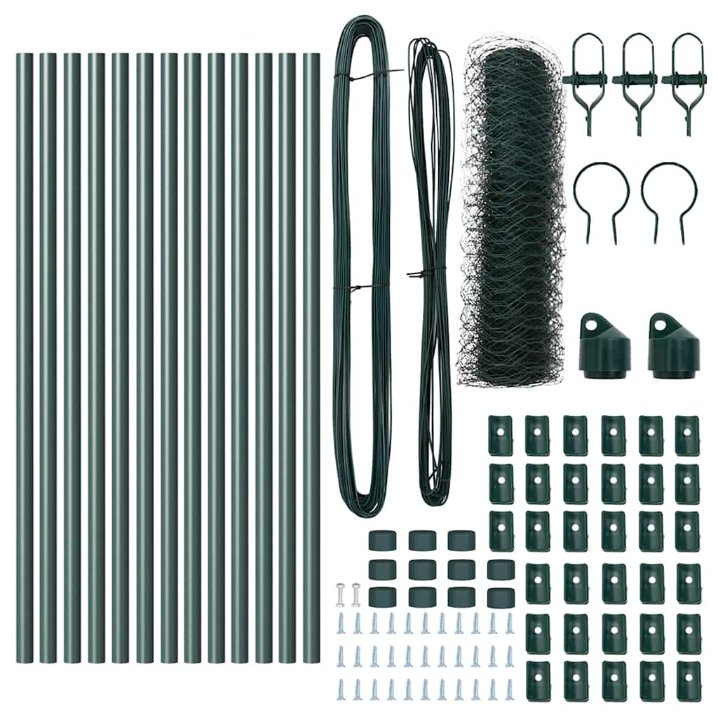 Afrasteringspaal Groen 25 x 0,8 m (50 mm gaas) Staal en PVC