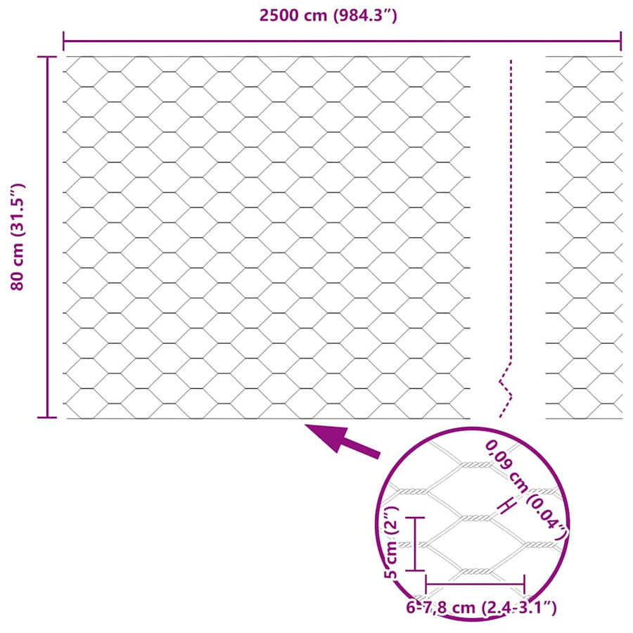 Afrasteringspaal Groen 25 x 0,8 m (50 mm gaas) Staal en PVC