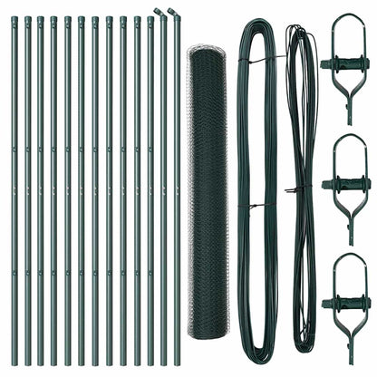 Afrasteringspaal Groen 25 x 1,4 m (13 mm gaas) Staal en PVC