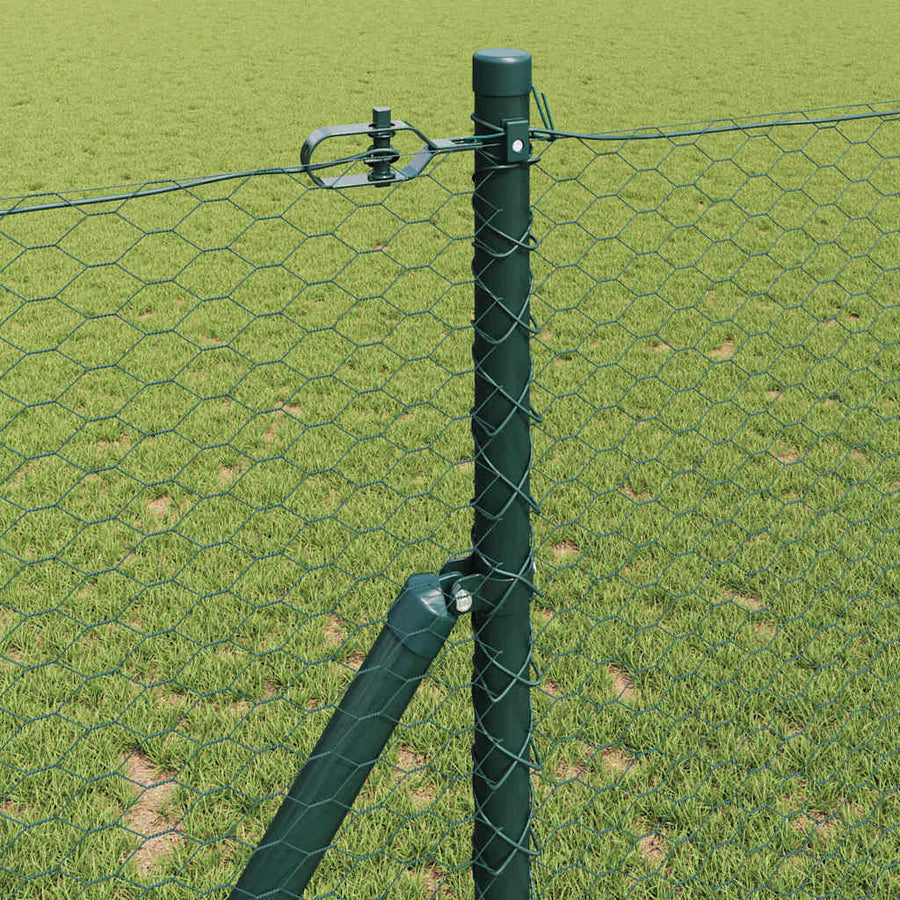 Afrasteringspaal Groen 25 x 1,4 m (25 mm gaas) Staal en PVC