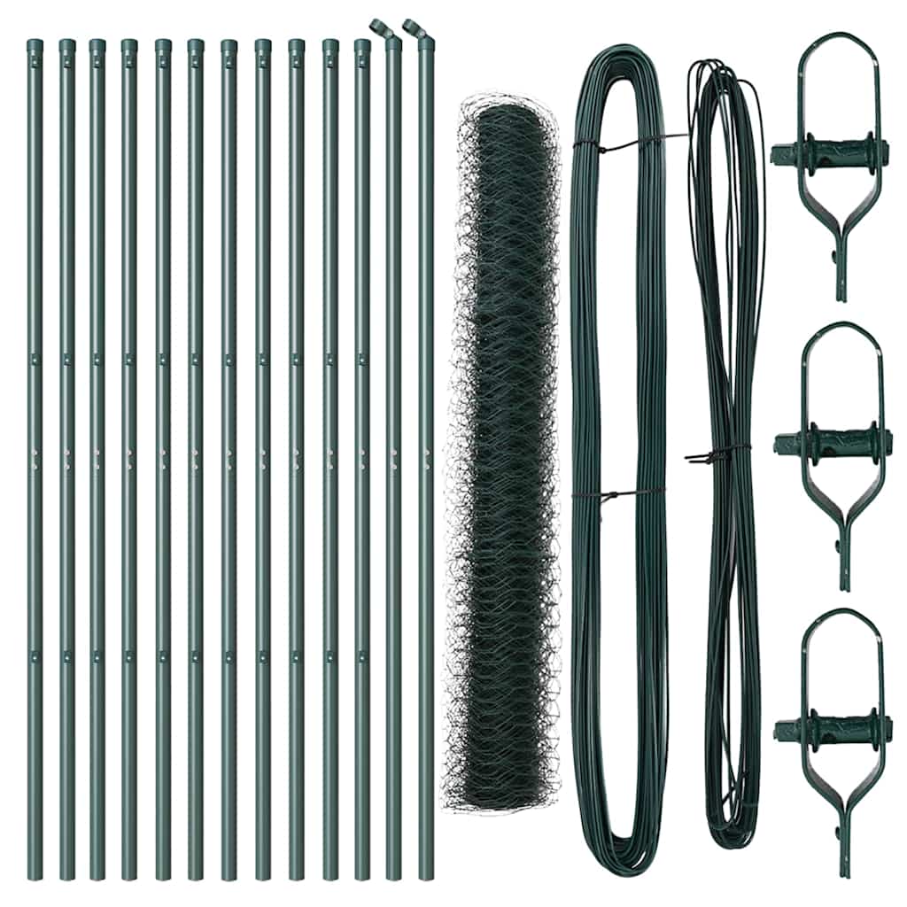 Afrasteringspaal Groen 25 x 1,4 m (36 mm gaas) Staal en PVC