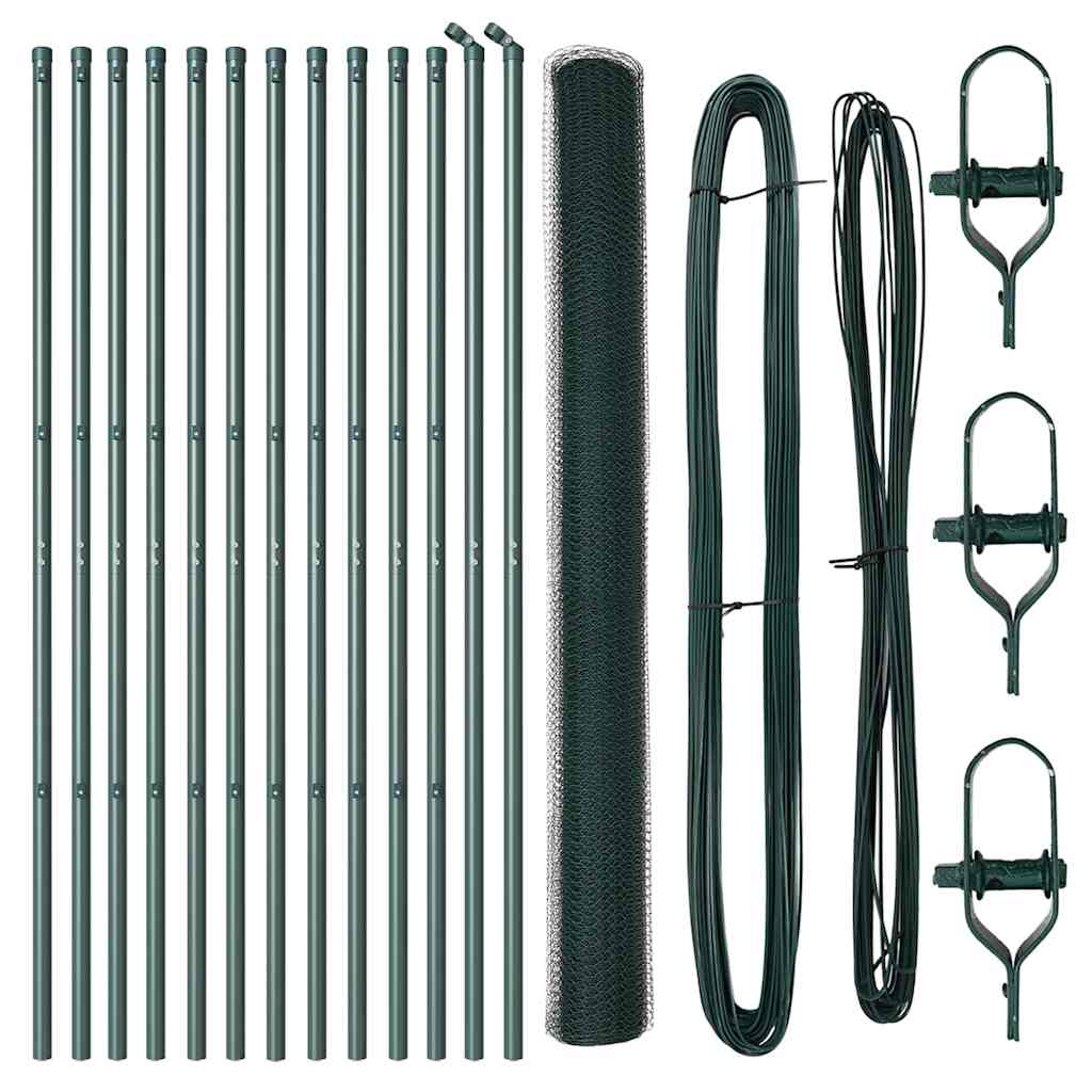 Afrasteringspaal Groen 25 x 1,6 m (13 mm gaas) Staal en PVC