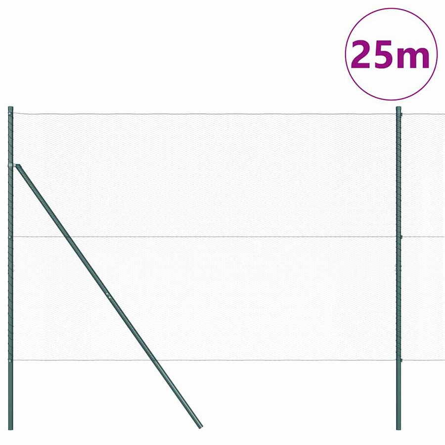 Afrasteringspaal Groen 25 x 1,6 m (13 mm gaas) Staal en PVC
