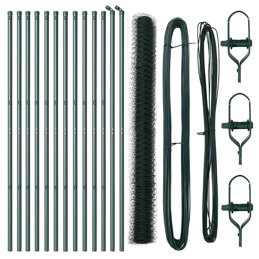 Afrasteringspaal Groen 25 x 1,6 m (36 mm gaas) Staal en PVC