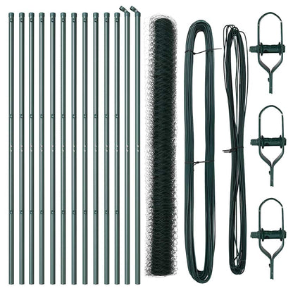 Afrasteringspaal Groen 25 x 1,6 m (36 mm gaas) Staal en PVC