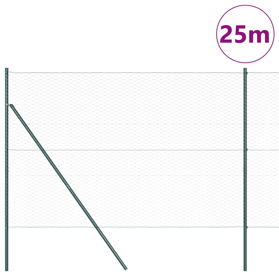 Afrasteringspaal Groen 25 x 1,6 m (36 mm gaas) Staal en PVC