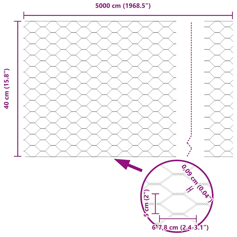 Afrasteringspaal Groen 50 x 0,4 m (50 mm mesh) Staal en PVC