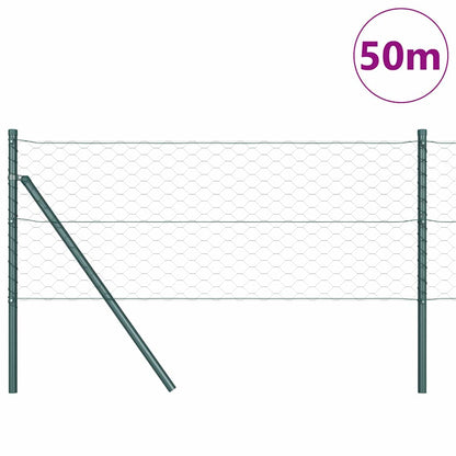 Afrasteringspaal Groen 50 x 0,6 m (50 mm gaas) Staal en PVC