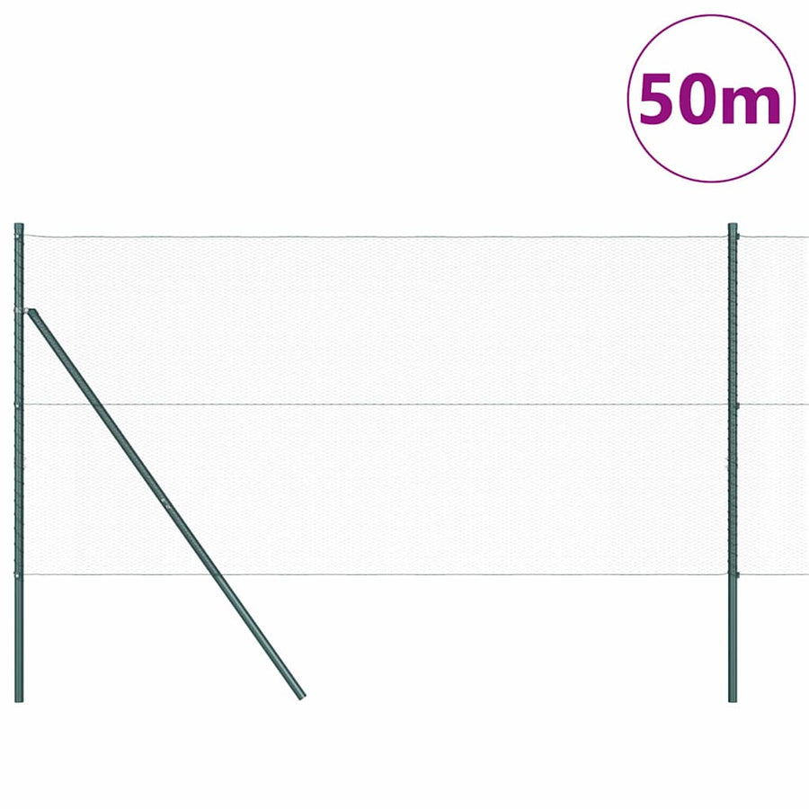Afrasteringspaal Groen 50 x 1 m (13 mm gaas) Staal en PVC