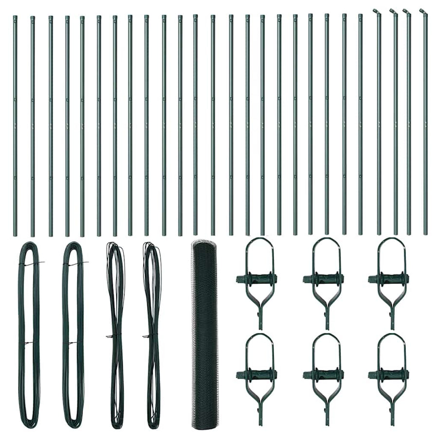 Afrasteringspaal Groen 50 x 1 m (25 mm gaas) Staal en PVC