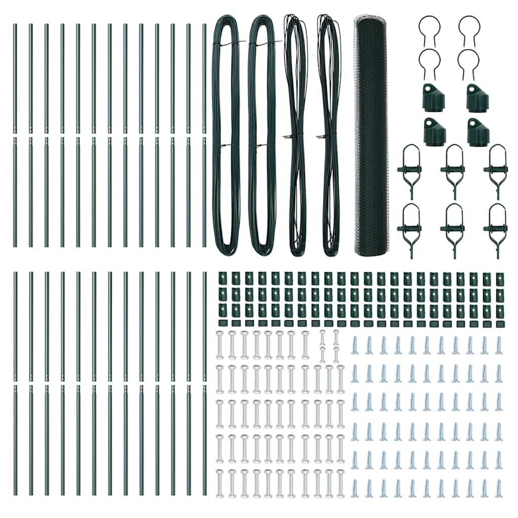 Afrasteringspaal Groen 50 x 1 m (25 mm gaas) Staal en PVC
