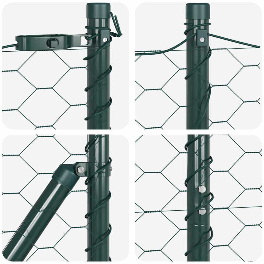 Afrasteringspaal Groen 50 x 1 m (50 mm gaas) Staal en PVC