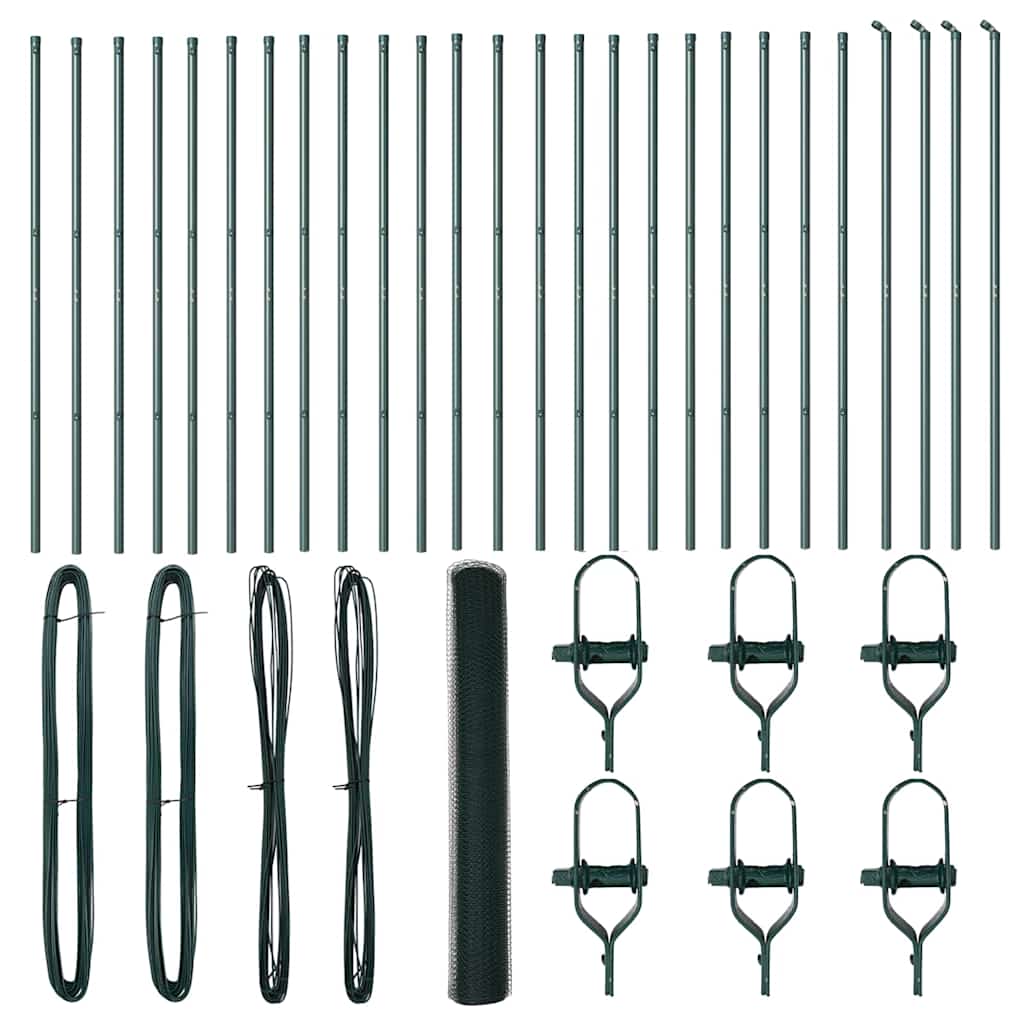 Afrasteringspaal Groen 50 x 1,2 m (13 mm gaas) Staal en PVC
