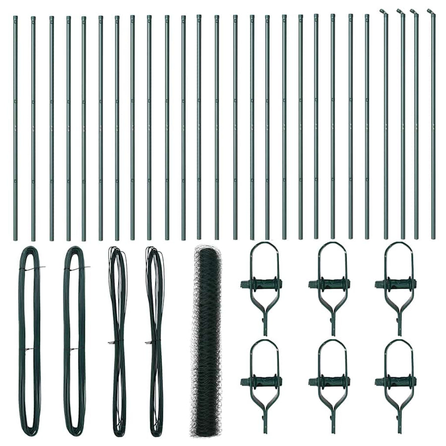 Afrasteringspaal Groen 50 x 1,2 m (50 mm gaas) Staal en PVC