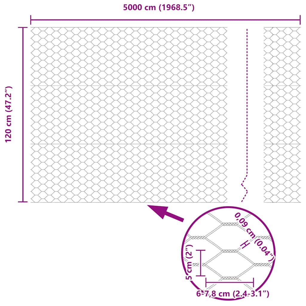 Afrasteringspaal Groen 50 x 1,2 m (50 mm gaas) Staal en PVC