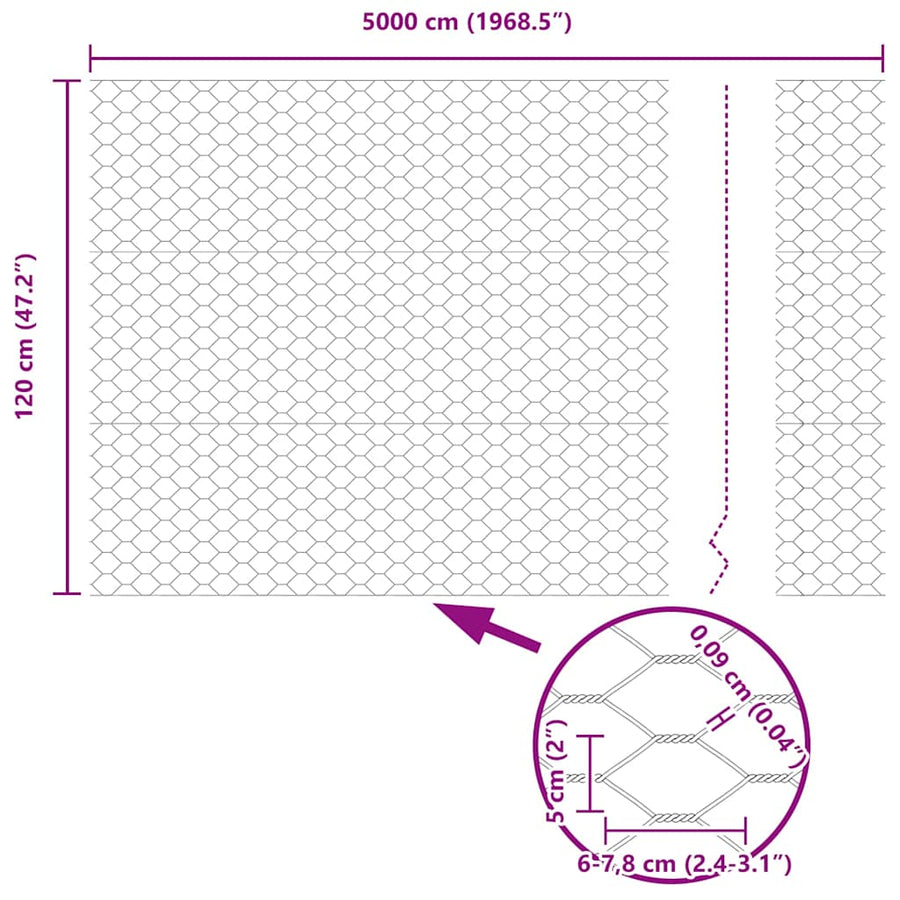 Afrasteringspaal Groen 50 x 1,2 m (50 mm gaas) Staal en PVC
