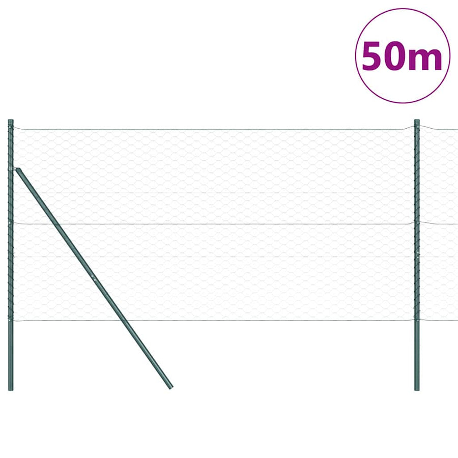 Afrasteringspaal Groen 50 x 1,2 m (50 mm gaas) Staal en PVC
